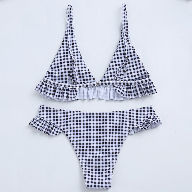 Dam Bikini med Rüsch Detaljer Högklipp Polyester Spandex-2