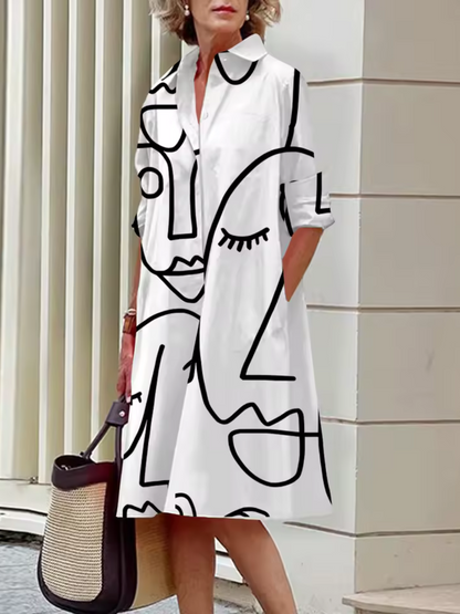 Variant image for Fina Dam Klänningar Urban Abstract Mönster Lätt Tyg-6