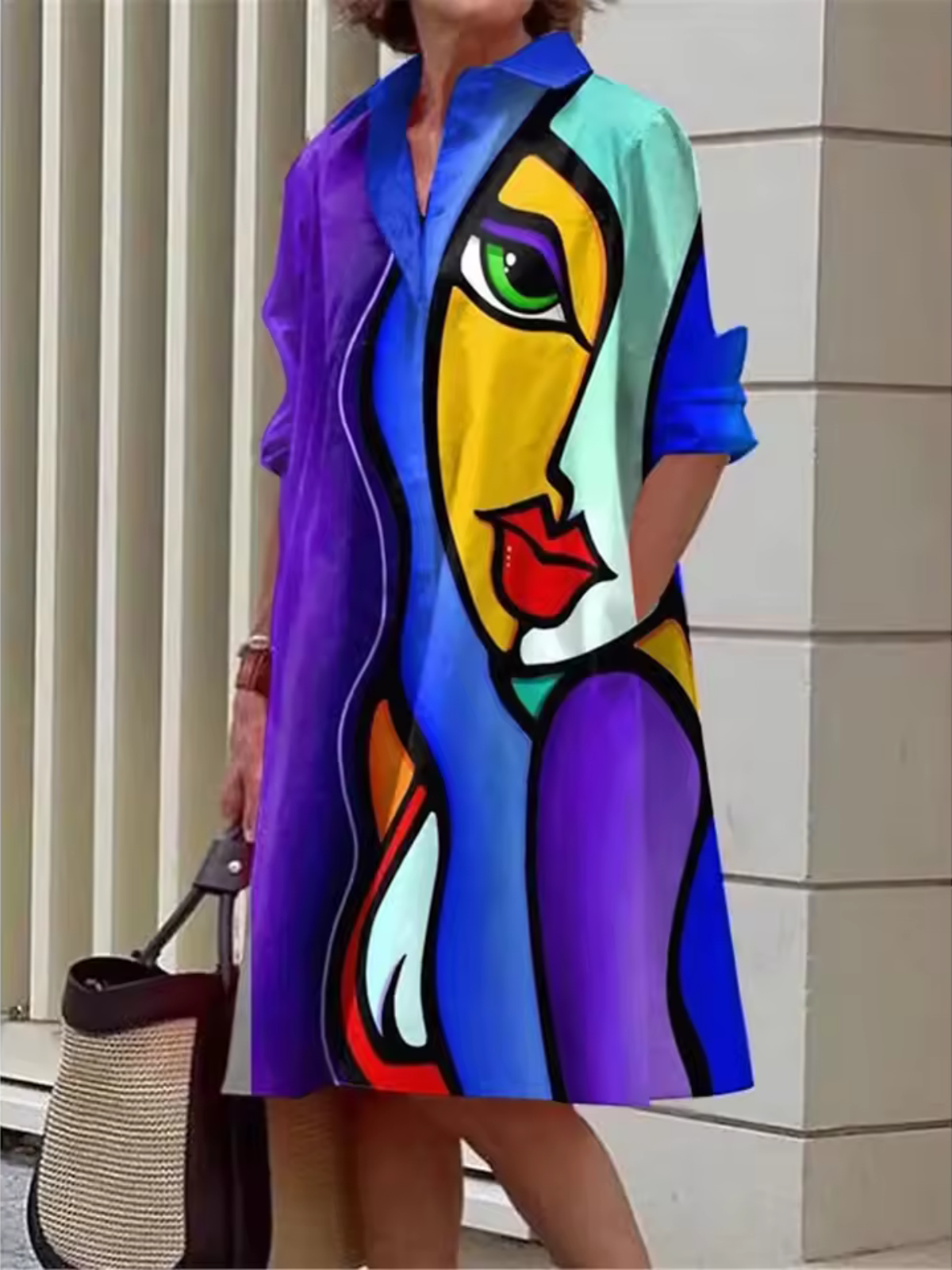 Variant image for Fina Dam Klänningar Urban Abstract Mönster Lätt Tyg-11