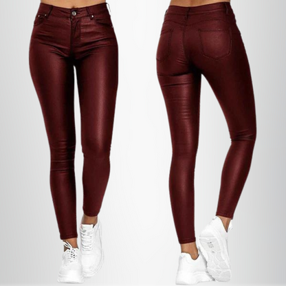 Kvinnors Skinny Fit Byxor Hög Midja Hållbart Tyg-2