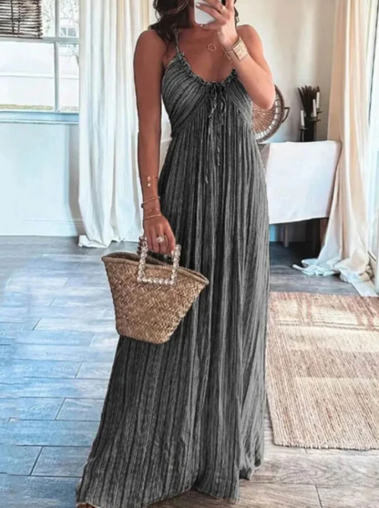Dam Maxiklänning Halterneck Lätt Material Elegant Silhuett-2