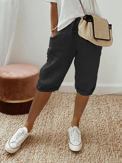 Variant image for Kvinnors Capri Shorts Löst Passform Bomull-13