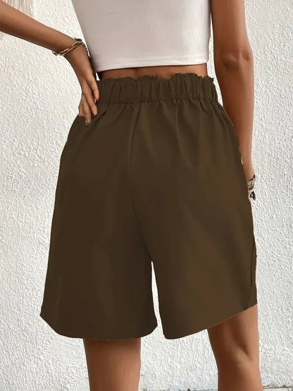 Kvinnors Linneshorts Hög Midja Lätt Linne 6
