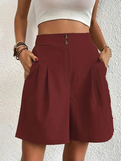 Kvinnors Linneshorts Hög Midja Lätt Linne 12
