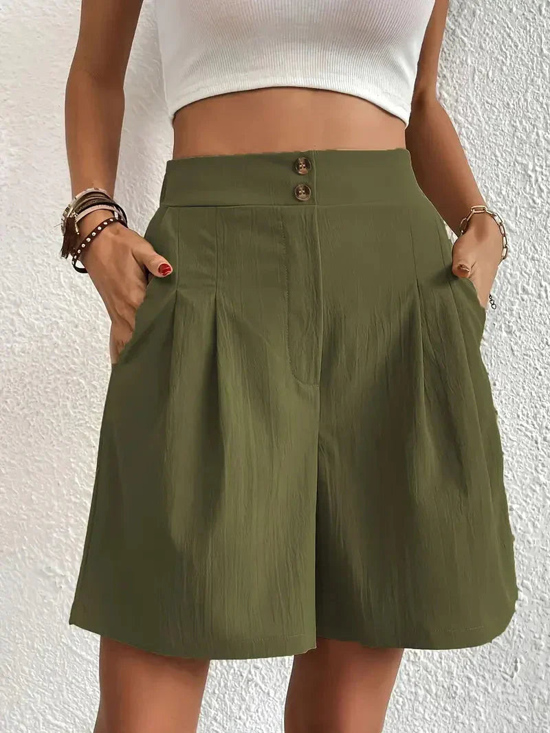 Kvinnors Linneshorts Hög Midja Lätt Linne 13