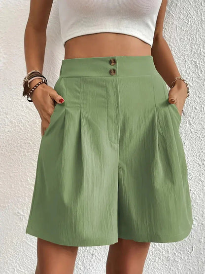 Kvinnors Linneshorts Hög Midja Lätt Linne 16