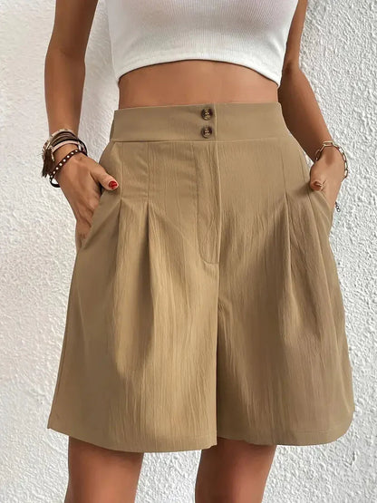 Variant image for Kvinnors Högmidjade Shorts Sluttande Fickor Polyester-12