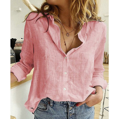 Dam Blus Långärmad med Knappdetaljer Mjuk Polyester-4