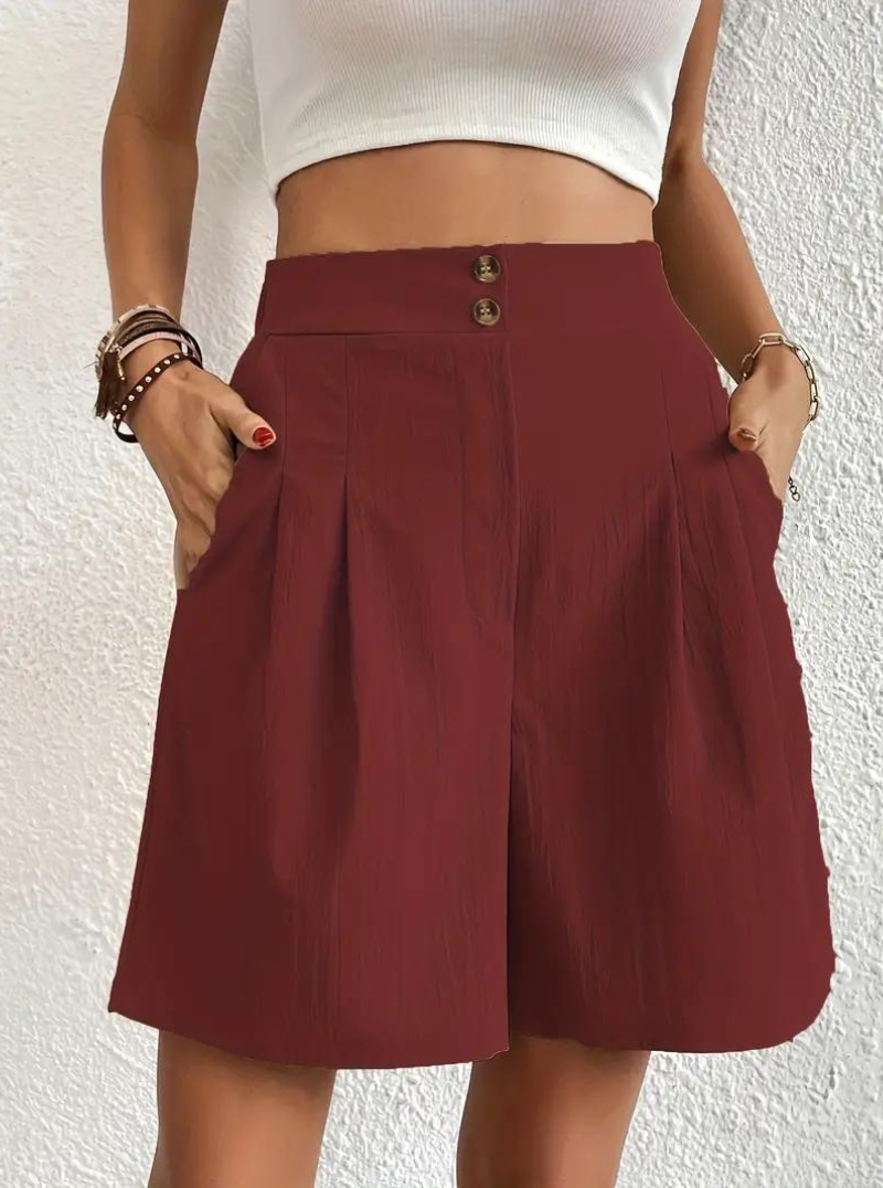 Dam Shorts Höga Midja Breda Ben Polyester 10