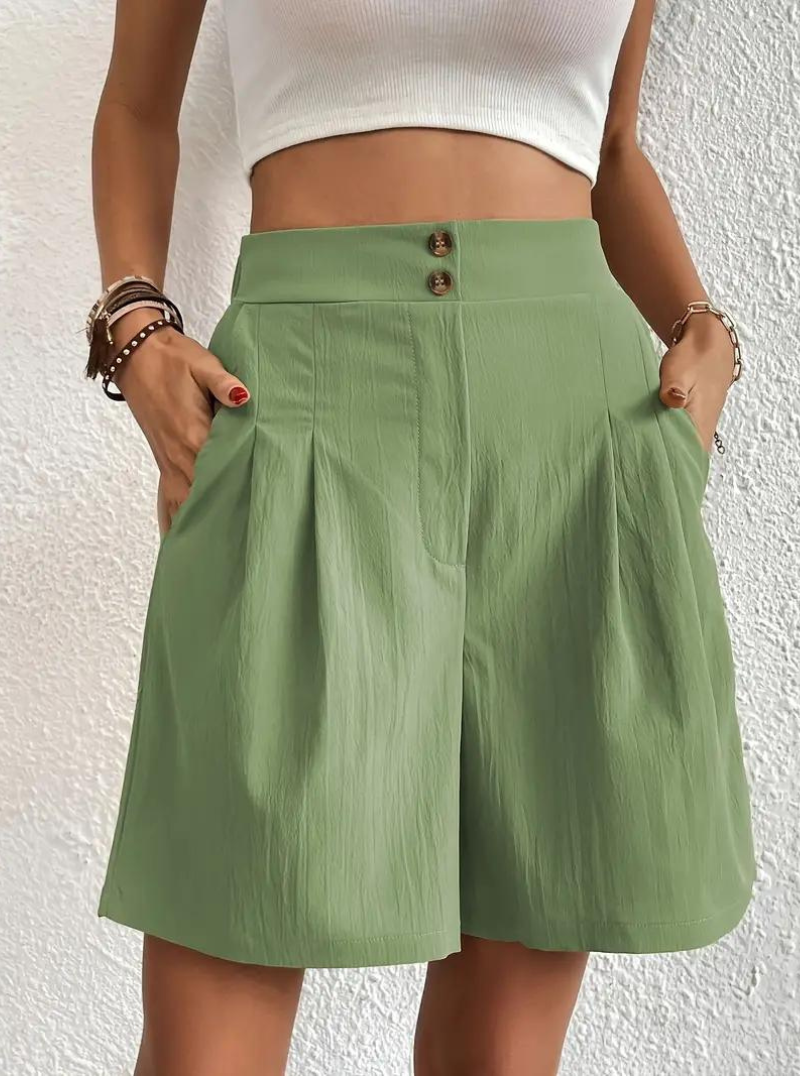 Dam Shorts Höga Midja Breda Ben Polyester 11