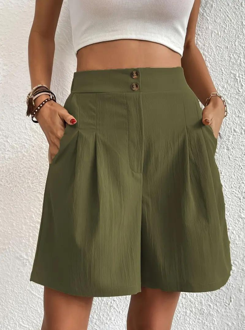 Dam Shorts Höga Midja Breda Ben Polyester 14