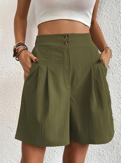 Dam Shorts Höga Midja Breda Ben Polyester 14