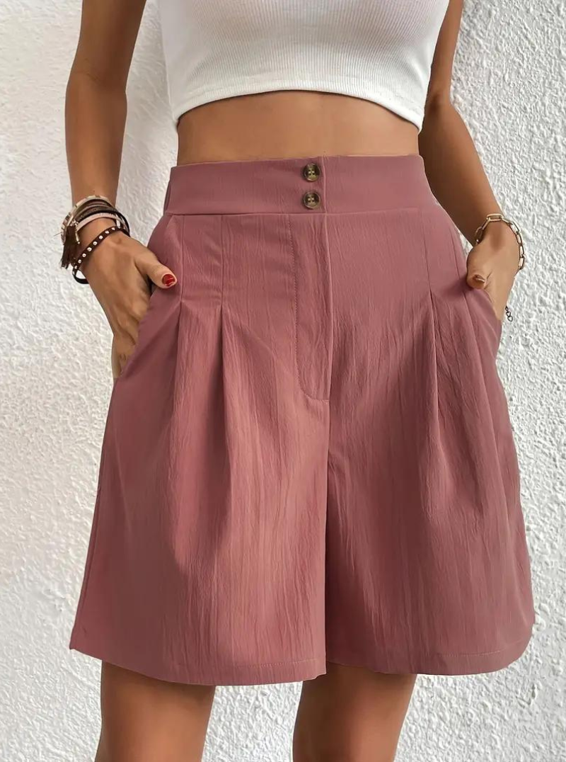 Dam Shorts Höga Midja Breda Ben Polyester 15
