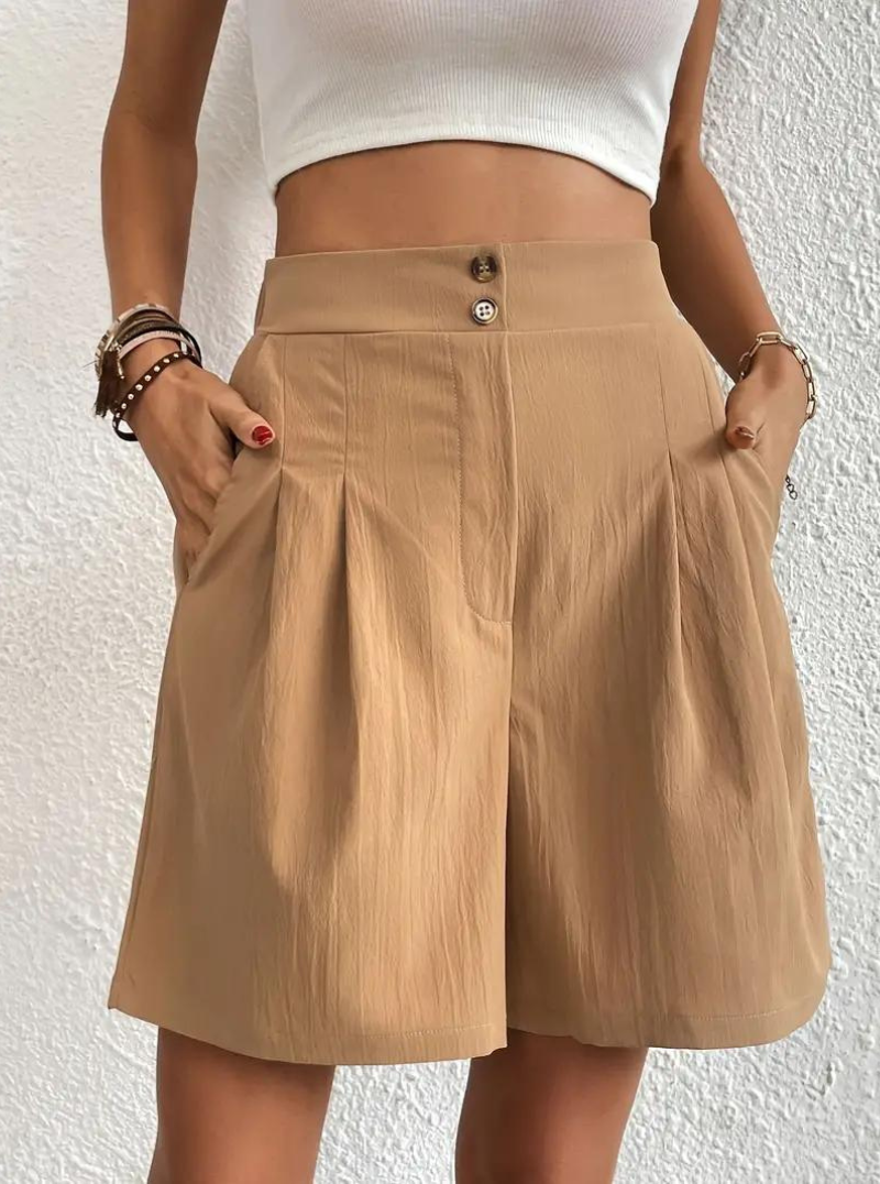 Dam Shorts Höga Midja Breda Ben Polyester 8