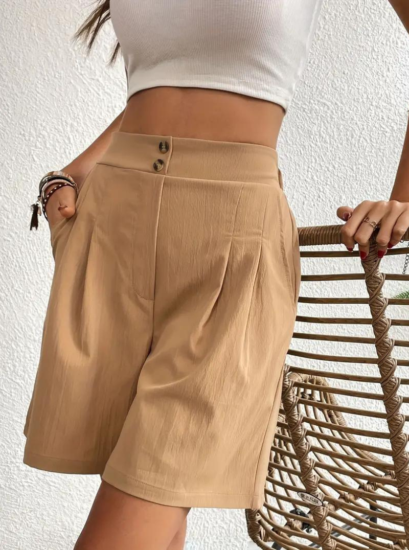 Dam Shorts Höga Midja Breda Ben Polyester 3
