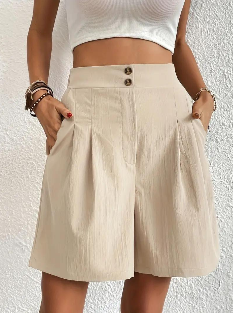 Dam Shorts Höga Midja Breda Ben Polyester 9