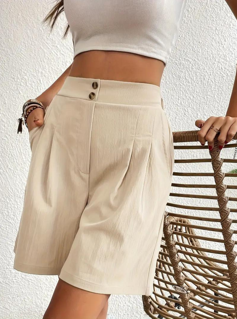 Dam Shorts Höga Midja Breda Ben Polyester 5