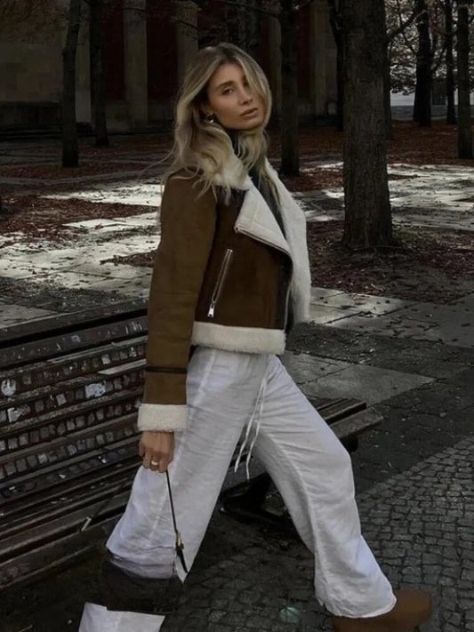 Dam Pälsjacka Klassisk Fuskpäls Med Elegant Design-1