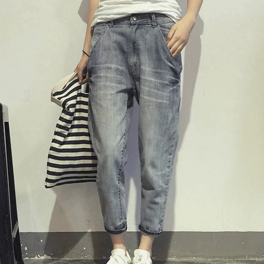 Dam Jeans Hög Midja Bekväma 100% Bomull Klassisk Stil 1