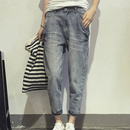 Dam Jeans Hög Midja Bekväma 100% Bomull Klassisk Stil 1