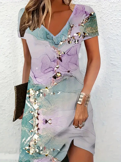 Variant image for Kvinnors Miniklänning Trendig Bomull med Unikt Abstrakt Tryck-1