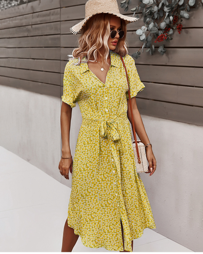 Variant image for Dam Midi Klänning Blommigt Polyester för Fina Dam Klänningar-17