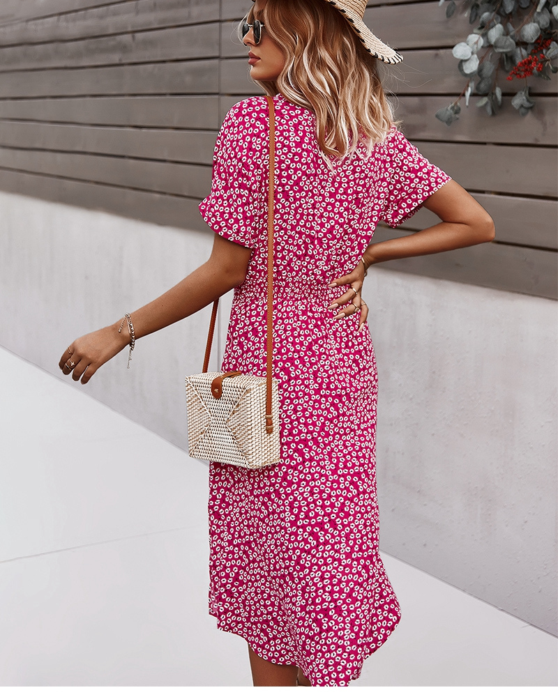 Dam Midi Klänning Blommigt Polyester för Fina Dam Klänningar-2