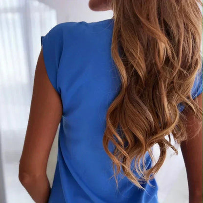 Kvinnors Ärmlös Skjorta V-Ringning Silke-2