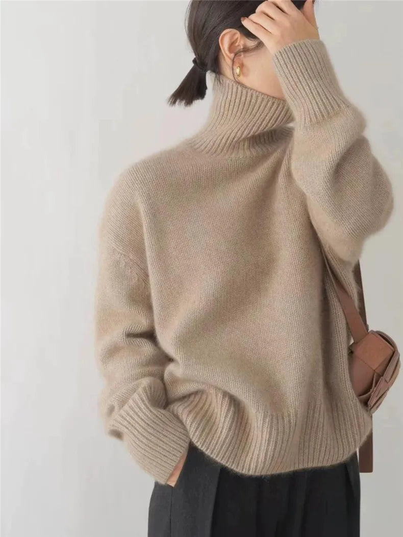 Kvinnors Turtleneck Tröja i 100% Kashmir-3