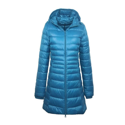 Lång Vinterjacka Dam Med Huva Modern Polyester Design-1