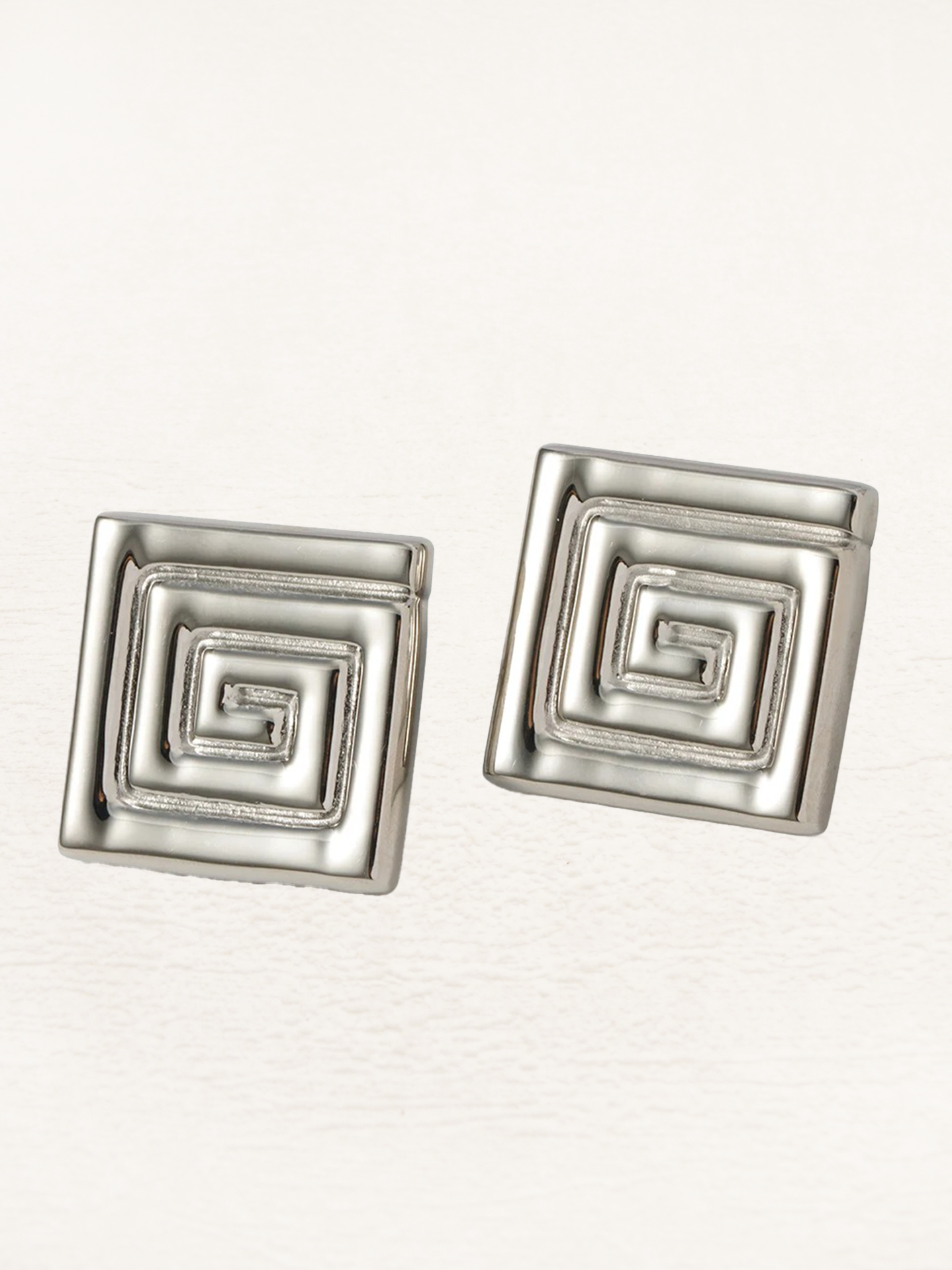 Dam Fyrkantiga Geometriska Örhängen Silver Minimalistisk Design-1