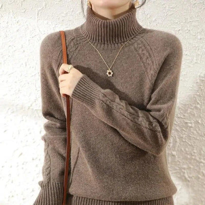 Variant image for Stickad Dam Tröja Turtleneck Bomull Polyester Casual-1