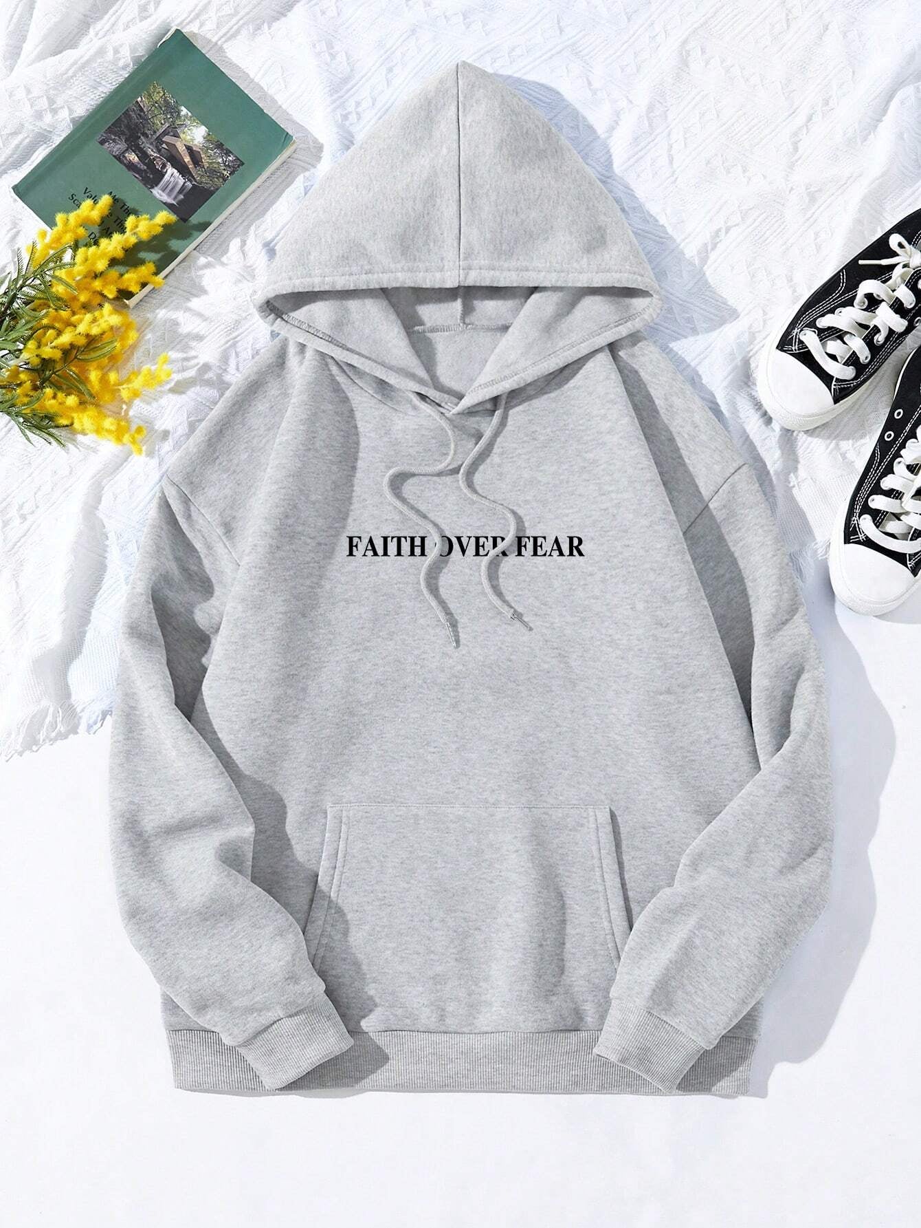 Lång Hoodie Dam Avslappnad Polyester med Justerbar Huva-4
