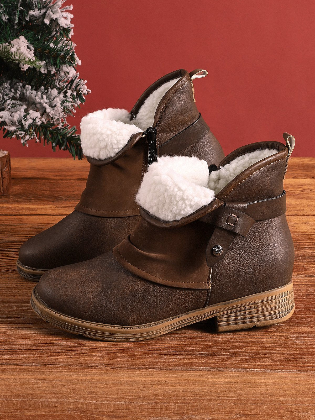 Dam Stövlar Ekosläder Modern Design med Vadderad Innersula-4