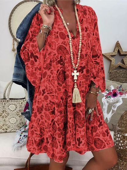 Variant image for Dam MIDI-klänning med 3/4 ärmar och v-ringning i andningsbart tyg - Fina dam klänningar-41