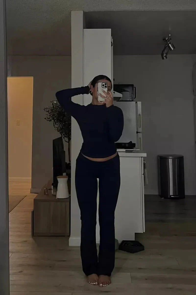 Kvinnors Loungewear Set Kortärmad Topp Stretchig Bomull-3