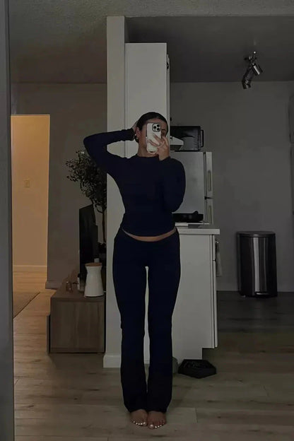 Kvinnors Loungewear Set Kortärmad Topp Stretchig Bomull-3