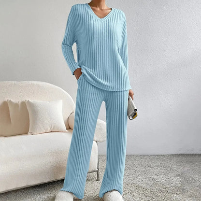 Variant image for Dam Loungewear Set Ribbad Stickad Mjuk Kvalitet-26