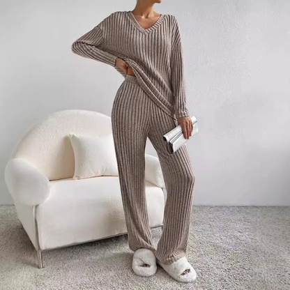 Variant image for Dam Loungewear Set Ribbad Stickad Mjuk Kvalitet-6