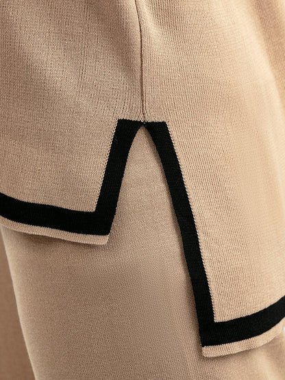 Dam Set Kort Ärmskjorta Vida Byxor Stretchmaterial-2