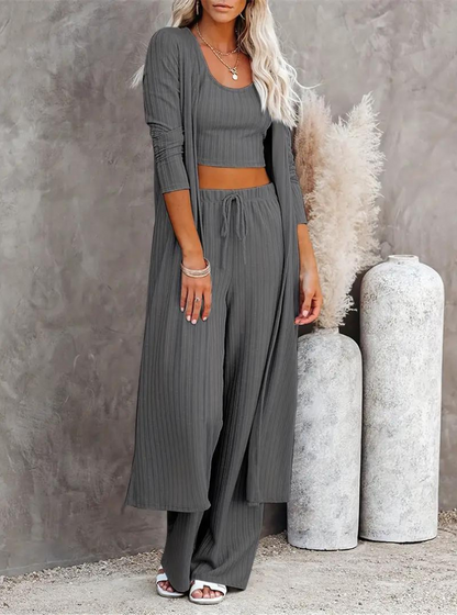 Variant image for Kvinnors Tredelad Loungesats Ribbad Polyester-11