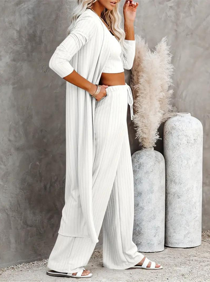 Kvinnors Loungewear Set Mjuk Bomull Tre Delar-6