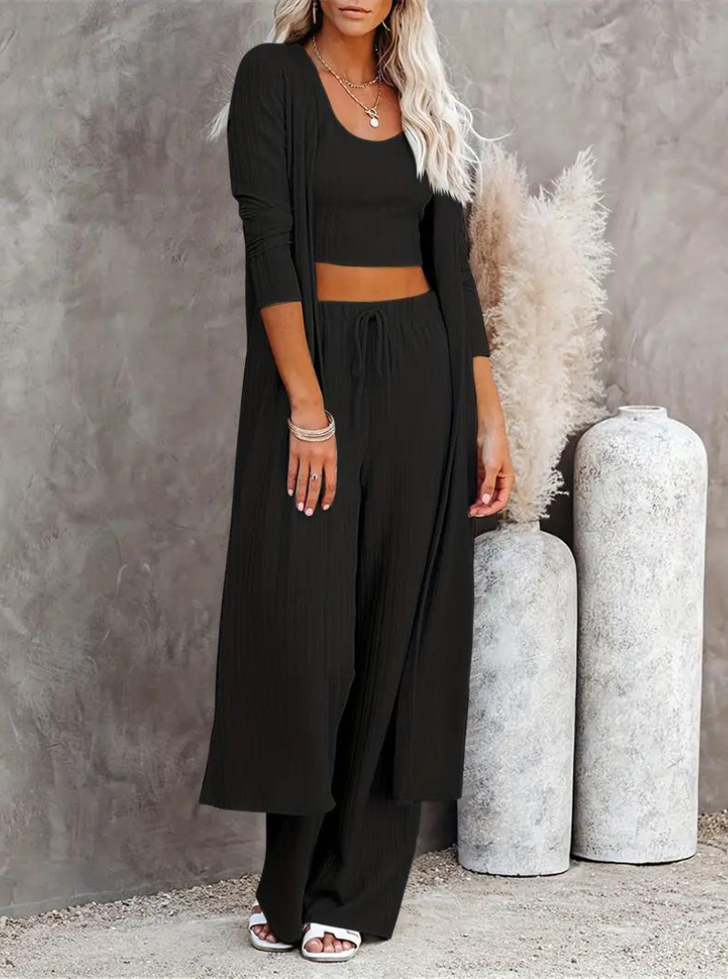 Variant image for Kvinnors Tredelad Loungesats Ribbad Polyester-6