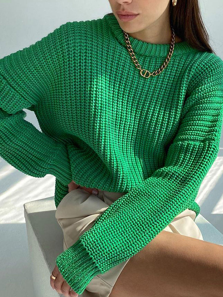 Kvinnor Överdimensionerad Tröja Grovt Stickad Högkvalitativt Material-5