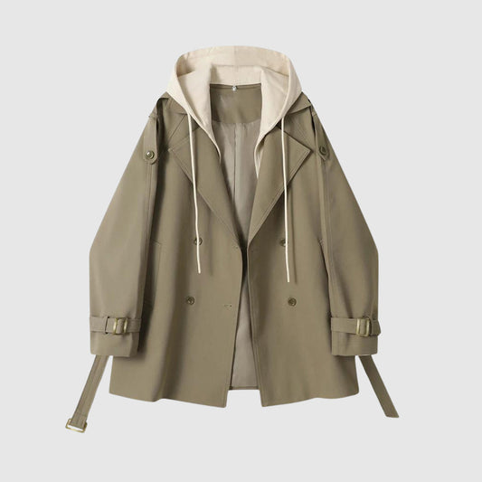 Dam Trenchcoat Flödande Snitt Ull och Bomull-1