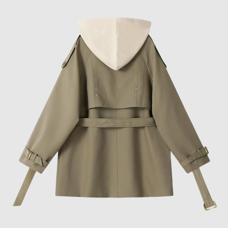 Dam Trenchcoat Flödande Snitt Ull och Bomull-2