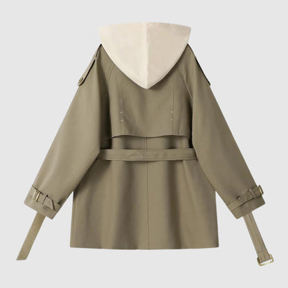 Dam Trenchcoat Flödande Snitt Ull och Bomull-2