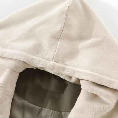 Dam Trenchcoat Flödande Snitt Ull och Bomull-3