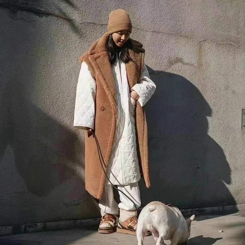 Dam Kappa Teddy Fuskpäls Elegant Vinterkappa-2