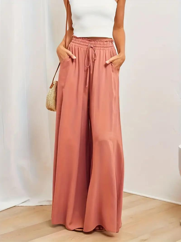 Kvinnor Hög Midja Byxor Andningsbart Linne 10